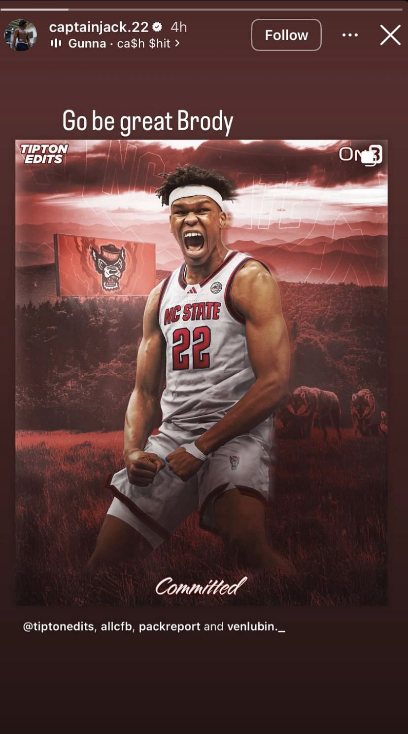 St. John’s Ian Jackson drops 4-word reaction as UNC’s Ven-Allen Lubin commits to NC State - Image source: Instagram/captainjack.22